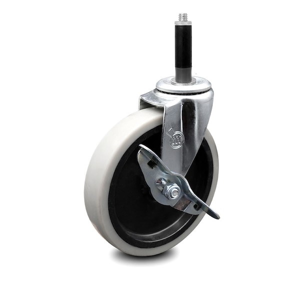 5 Inch Thermoplastic Rubber Wheel 3/5 Inch Expanding Stem Caster with Brake